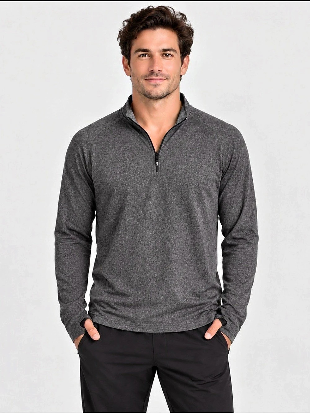 Lululemon Men’s Metal Vent Tech Half Zip Grey Pullover Thumbholes